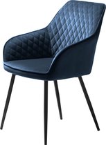 Chaise de salle à manger Velours Blauw - Incl. Accoudoir - 59x58x84cm