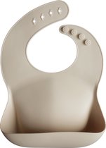 Mushie Siliconen Baby Slabbetje met Opvangbakje | Shifting Sand | BPA ftalaatvrij| afwasbaar