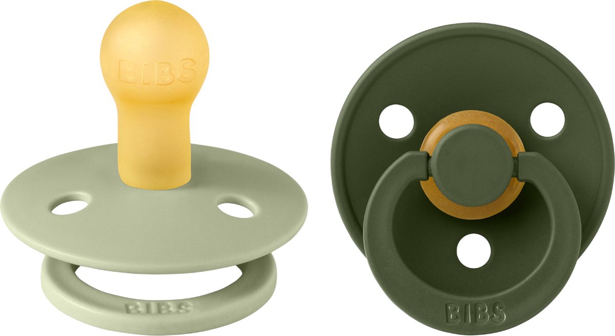 Goedkoopste BiBS - Colour Pacifier - Stage 1 Fopspeen - 0 maanden - 2 stuks - Sage / Hunter Green