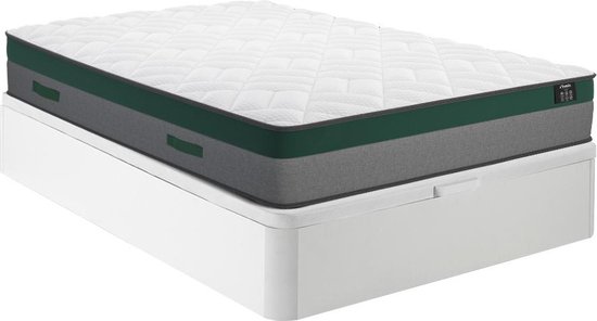 Ysmée Bedset 160 x 200 cm - witte bedbodem met opbergruimte + matras met pocketveren - PRESTIGE van YSMÉE PLAY L 200 cm x H 30 cm x D 160 cm