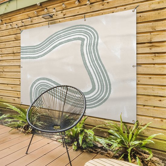 Décoration murale extérieur Ligne - Abstrait - Design - 160x120 cm - Toile jardin - Affiche extérieure