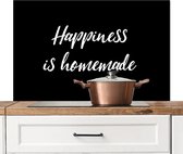 Spatscherm keuken 100x65 cm - Kookplaat achterwand Quotes - Spreuken - Happiness is homemade - Geluk - Muurbeschermer - Spatwand fornuis - Hoogwaardig aluminium