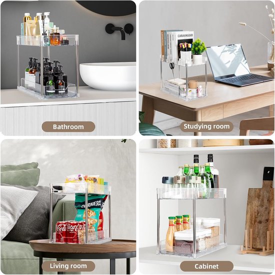 YunNasi 2-laags uittrekbare keukenorganizer voor onder de gootsteen, kast schuifmand lade plank, onder de gootsteen, kruidenrek, metalen organizer voor keuken, badkamer, in hoogte verstelbaar (zwart YunNasi 2-laags uittrekbare keukenorganizer voor onder de gootsteen, kast schuifmand lade plank, onder de gootsteen, kruidenrek, metalen organizer voor keuken, badkamer, in hoogte verstelbaar (zwart
