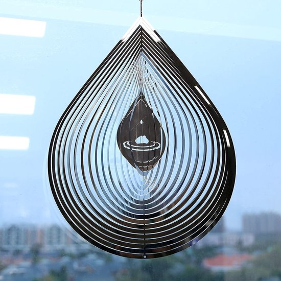 Kexsscai Windspinners 3D Opknoping Wind Spinner Roestvrij Staal Metalen Sculpturen Decoraties, Heliciform Windsculpturen & Spinners voor Binnen Buiten Tuindecoratie 30,5 cm