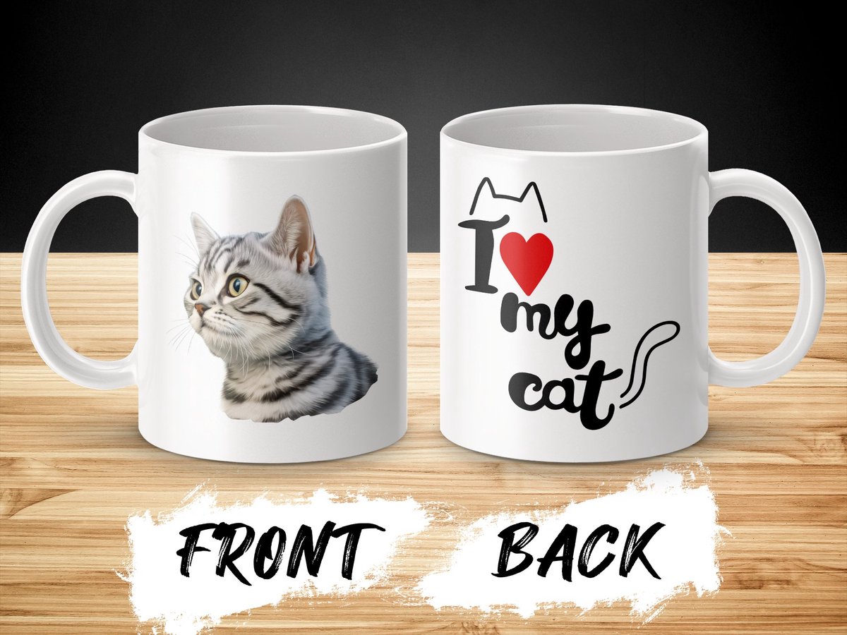 Mok American Shorthair - kat - I love my cat - cat lovers - katten