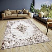 Flycarpets Shine Design vloerkleed - Retro - Crème / Bruin - 57x90 cm