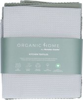 Organic Home Luxe set Theedoek Tundra + Keukendoek Forest Green GOTS van 65 x 65 cm , Handdoek van 100% biologisch katoen