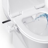 Bidetopzetstuk voor toilet, niet-elektrisch koudwaterbidet met zelfreinigende dubbele sproeier (voor- en achterwas), regelbare waterdruk, ultradunne bidet-toiletbrilbevestiging
