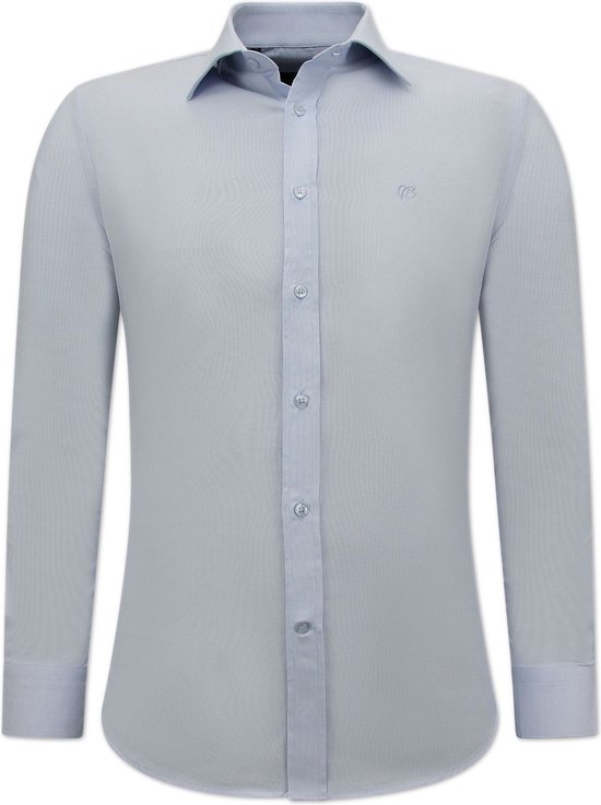 Zakelijke Nette Oxford Shirts Heren - Slim Fit Stretch - Licht Blauw