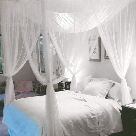 Bed Canopy 4-potige Prinses Wind Klamboe, Winddichte En Stofdichte Bedhemel Van Vloer Tot Plafond, Met Beugel Voor Eenvoudige Installatie (Color : A1, Size : 200x220x200cm