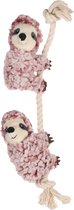 Flamingo Hangta - Speelgoed Honden - Hs Hangta Luiaard + Touw Oud Roze S 40cm - 1st - 135486 - 1st