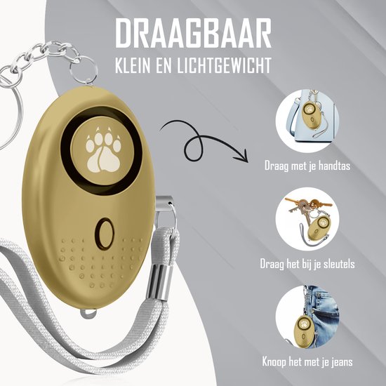 Necessitas ® Senioren alarm - Persoonlijk alarm - Persoonlijk alarm sleutelhanger - persoonsalarm - Alarmsysteem 140DB Geluid - Incl. Batterij - Zelfverdediging sirene - Goud