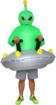 KIMU® Opblaas Kostuum Ufo Alien - Opblaasbaar Pak - Alienpak Mascotte Opblaaspak - Opblaasbare Buitenaards Wezen Volwassenen Dames Heren Festival