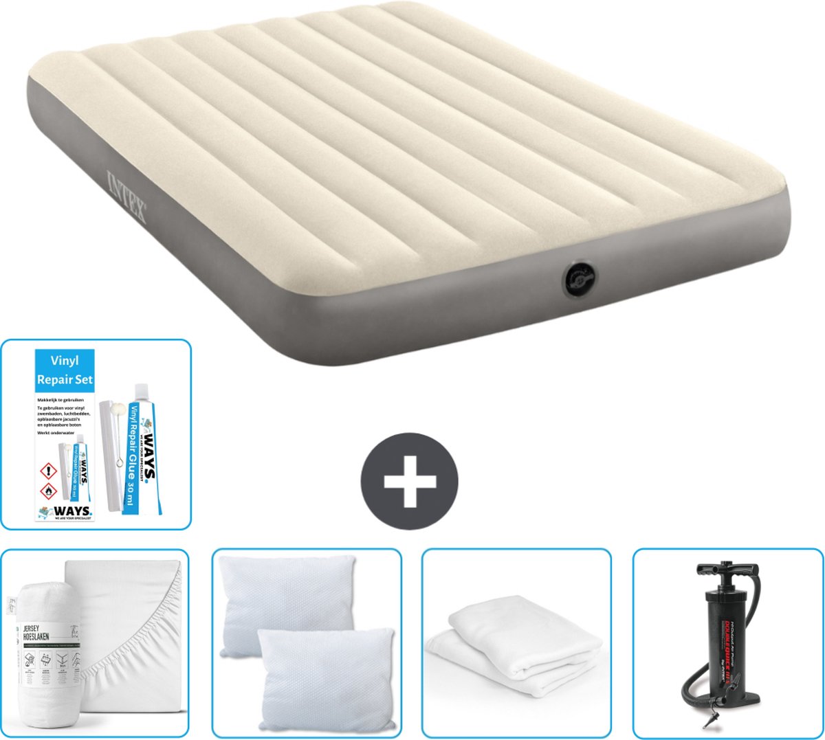 Intex Luchtbed - 2-Persoons - 152 x 203 x 25 cm - Beige - Inclusief Accessoires CB1