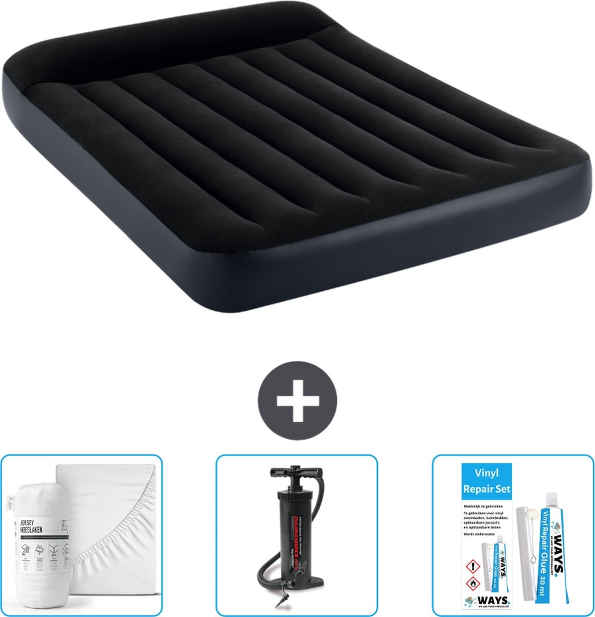 Intex Luchtbed - Twijfelaar - 137 x 191 x 25 cm - Donkerblauw - Inclusief Accessoires CB3