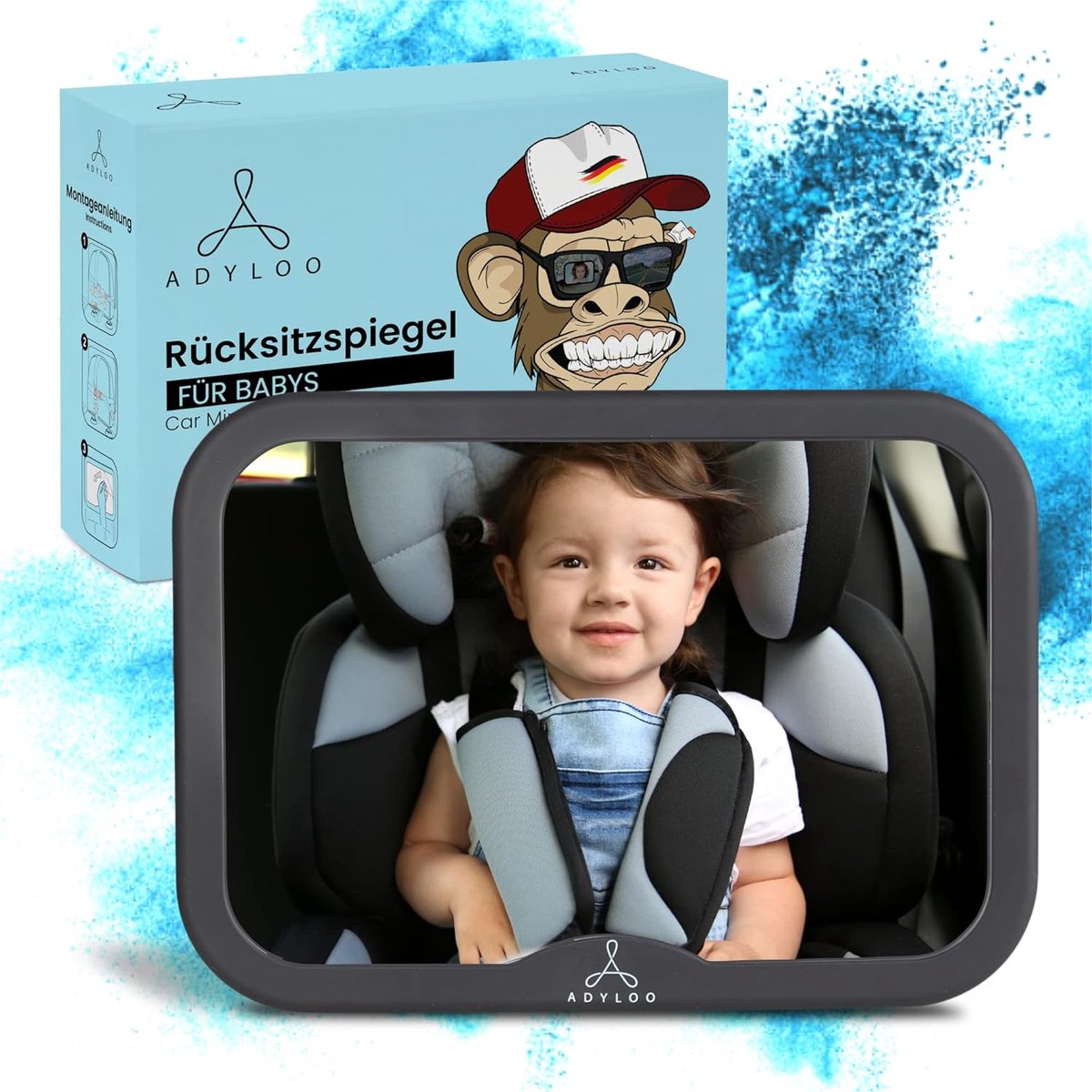 360° babyspiegel achteruitkijkspiegel - 100% onbreekbare achterbankspiegel voor achterbank - spiegel auto baby - auto-accessoires - 245 x 175 cm