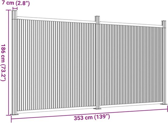 vidaXL-Panneau de clôture-353x186-cm- HKC-marron