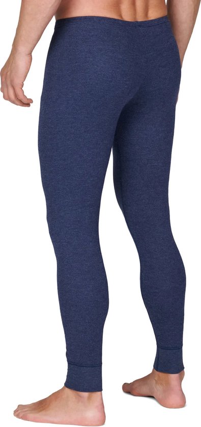 Mannen thermobroek in donkerblauw gemêleerd, zijkant profiel.