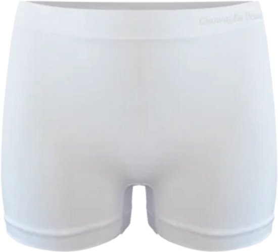 Witte korte boxershorts voor dames, merk Gianvaglia Deluxe, naadloos.