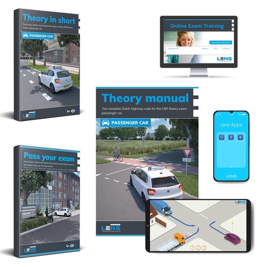 Auto Theorieboek Engels 204 (English) - Car Theory Book in English for Dutch Driving License B + 50 Online Exams, Summary, Apps and more - CBR Car Theory Learn License B - Lens Media