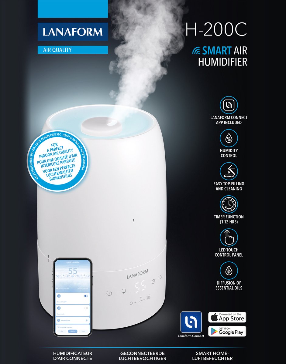 Humidificateur d'air Oraimo, Humidificateur intelligent Top Fill 6L Humidificateur d'air Oraimo, Humidificateur intelligent Top Fill 6L