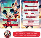 Uitnodiging kinderfeestje - Kinderfeest - Uitnodigingen - Verjaardag - Feest - Eigen design en print - Wenskaart - Mickey Mouse - 20 stuks - A6