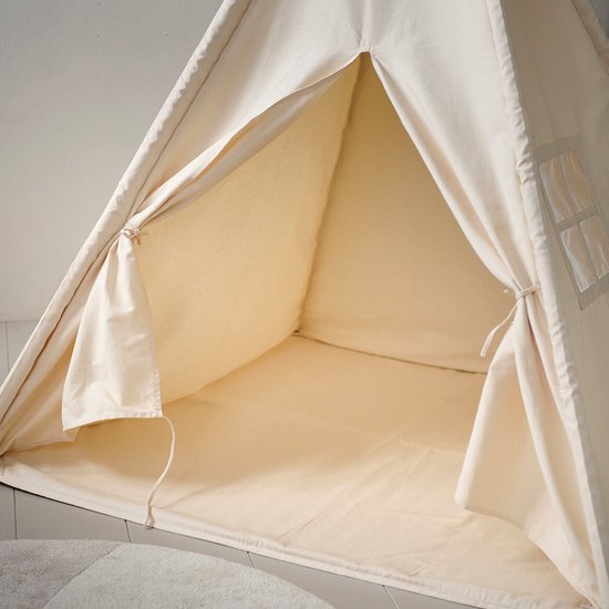 Petite Amélie Speeltent Été – Wigwam met dunne vloerbodem – Tipi 100% katoen – Wasbaar op 30° – Extra veilig & licht door afgeschermd raam