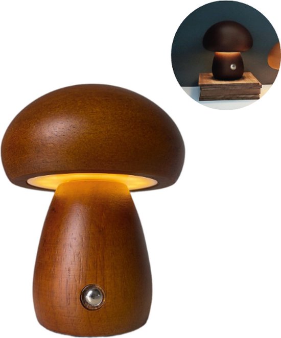 Mushroom lamp - Paddestoel lamp - Paddenstoel lamp - Tafellamp - Hout