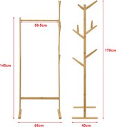 In And OutdoorMatch Bamboe Handdoekenrek Domenica - Met Kapstok - Vrijstaand - 65x40x170 cm - Minimalistisch Design