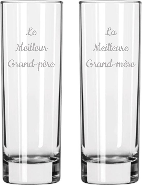 Longdrinkglas gegraveerd - 22cl - Le Meilleur Grand-père & La Meilleure Grand-mère