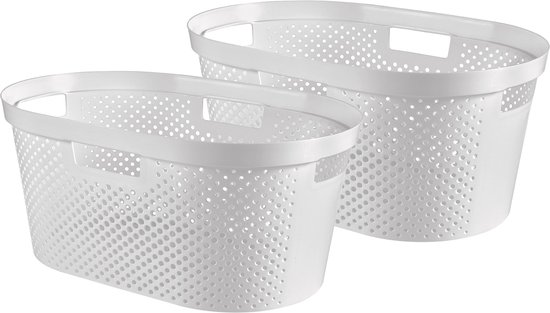 Curver Infinity Recycled Dots Wasmand - 40L - 2 stuks - Wit