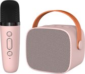 Ensemble de karaoké Woegel A3 - avec Bluetooth, carte TF et changeur de voix - batterie rechargeable - micro sans fil - pour enfants - rose