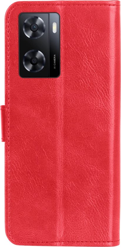 OPPO A57 Case Book Case Cover Wallet Cover With 2x Screen Protector - OPPO A57 Case Bookcase Cover - Rouge