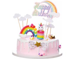 Eenhoorn Taart Decoratie Unicorn Taartdecoratie Taarttopper Unicorn Versiering Eenhoorn Versiering Regenboog - 1 Stuk