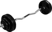Curlstang - Curl bar - Ez bar - Halterstang - 35 kg - Inclusief stersluitingen - 120 cm - Chroom - Zwart