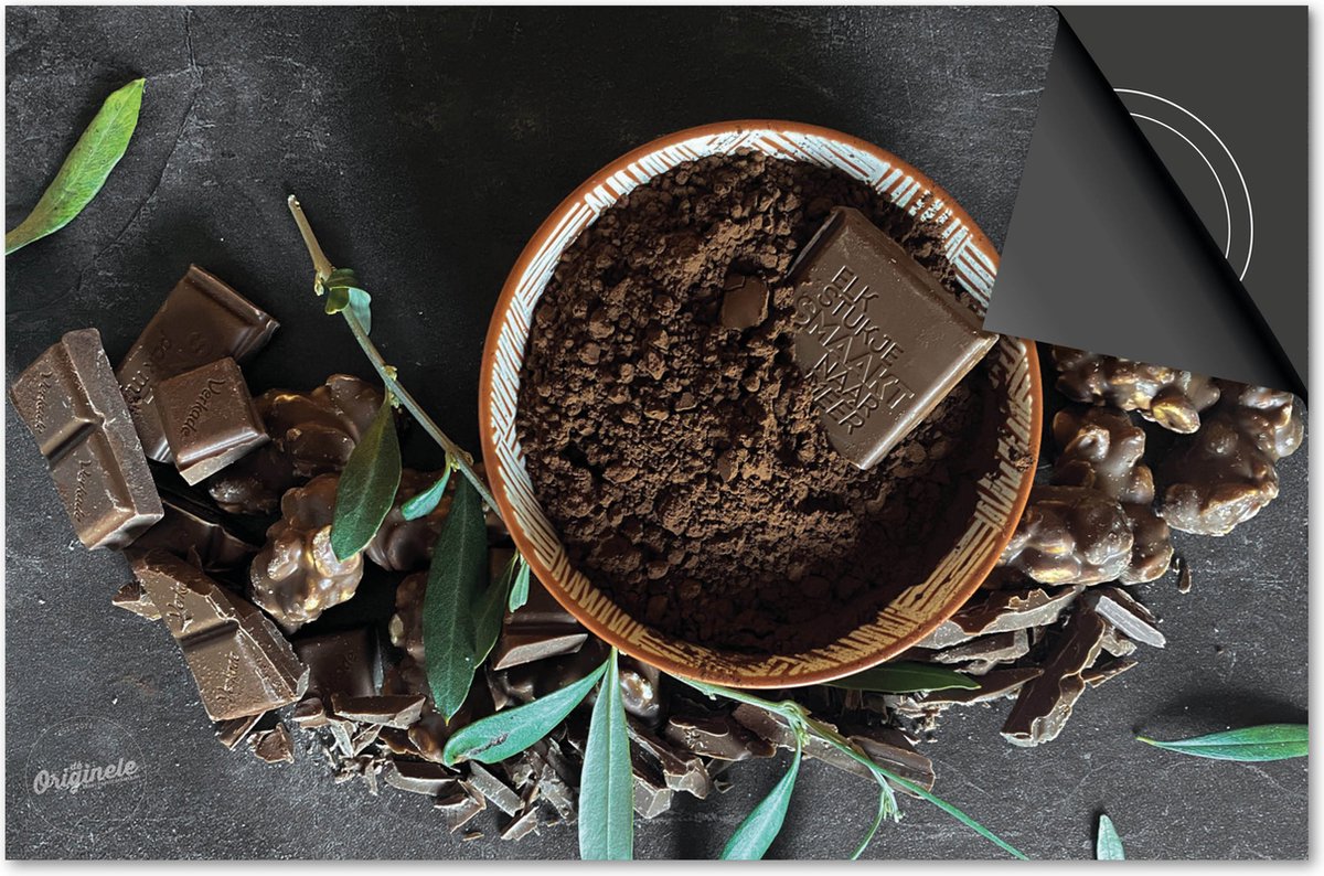 Inductie beschermer 60x52 - afdekplaat inductie mat - Dietrix Kookplaat beschermer - Exclusief - Flatlay - Chocola met takjes