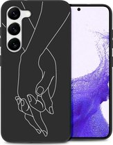 iMoshion Hoesje Geschikt voor Samsung Galaxy S23 Hoesje Siliconen - iMoshion Design hoesje - Meerkleurig / Holding Hands Black