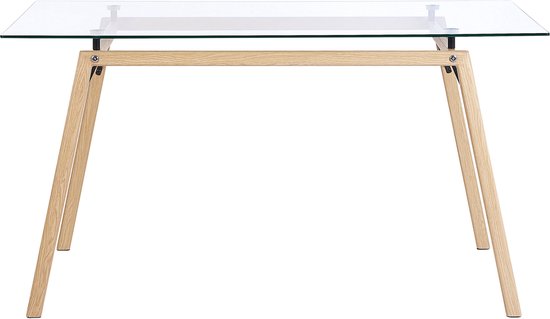 KAMINA - Eettafel - Lichte houtkleur - 80 x 140 cm - Veiligheidsglas