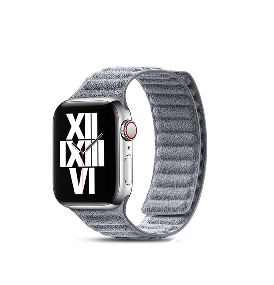 BUGOLINI Atomus - Horlogeband Met Magnetische Sluiting Gemaakt Van Alcantara - Geschikt Voor iWatch 42, 44 En 45MM - Licht Grijs
