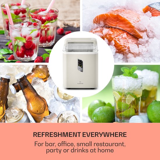 Klarstein ijsblokjesmachine voor thuis, kamperen en catering; snelle mini-ijsblokjesmachine, professionele ijsmaker voor grote en kleine heldere ijsblokjes; zelfreinigend met een ijsblokjesreservoir van 1,5 liter, 12 kg/24 uur - Ice Cube Maker van Klarstein — afbeelding 2