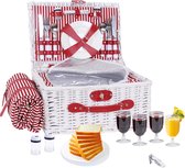 Reizen Camping - Picknickmand - Met Heat Seal - Met Picknick Deken Set - Inclusief Bestek Voor 4 - Wit