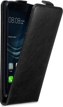 Cadorabo Hoesje geschikt voor Huawei P9 PLUS in ZWARTE NACHT - Beschermhoes in flip design Case Cover met magnetische sluiting