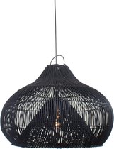 Rotan hanglamp Twisk | 1 lichts | zwart | hout | Ø 50 cm | eetkamer / eettafel lamp | modern design