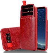 Cadorabo Coque pour Samsung Galaxy S8 PLUS en WILD CHERRY RED - Coque de protection en silicone TPU et similicuir, avec poche et fentes pour cartes coulissantes