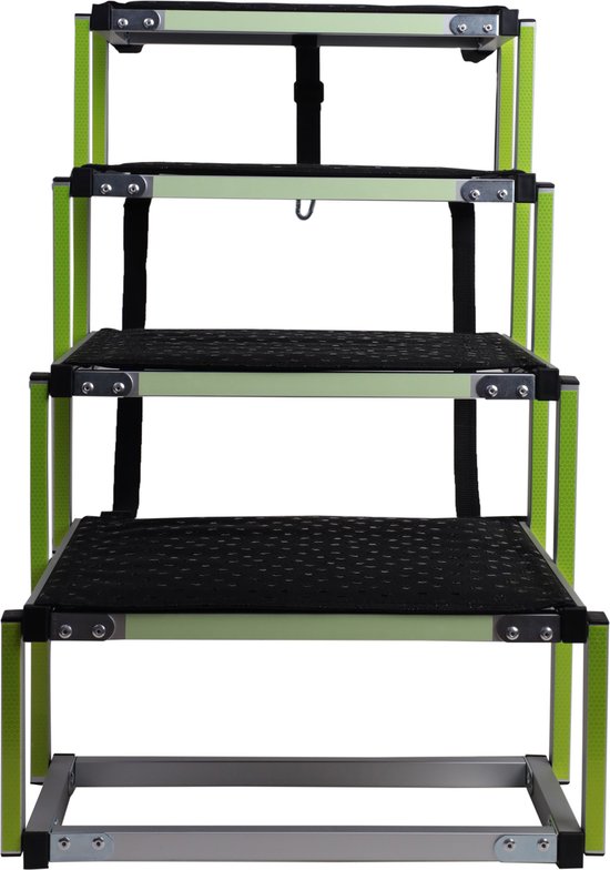 LEIBOU Rampe Escaliers Chien Voiture 5 Marches – Échelle Pliable Grand Chien Jusqu'à 90 Kg, Antidérapante, Poignée Mousse, Sangle Sécurité, Pour SUV Camion