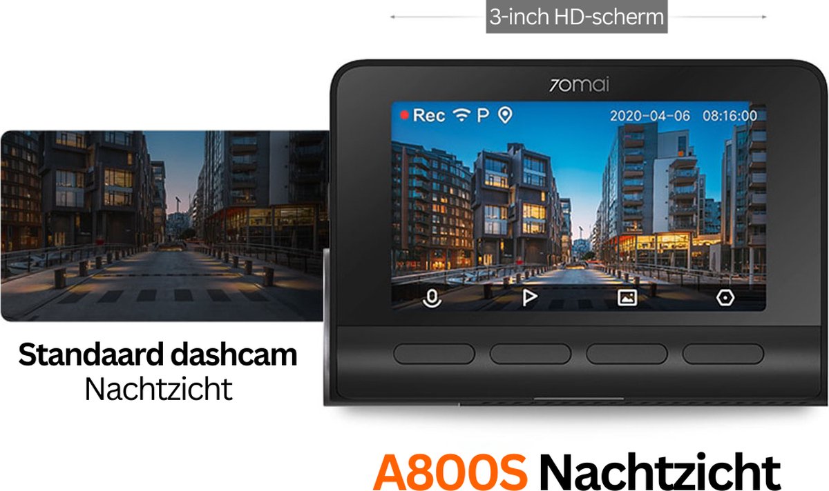 70Mai Dashcam 4K – Dashcam Voor Auto Voor En Achter – Bioscoop Kwaliteit – ADAS Systeem – Parkeercamera thumbnail 2