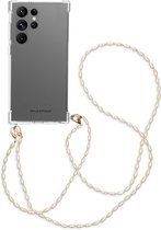 iMoshion Hoesje Geschikt voor Samsung Galaxy S23 Ultra Hoesje Met Koord - iMoshion Backcover met koord + armband - Parels - transparant