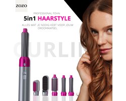 Zozo’s Airwrap - föhn borstel -5 in 1 Multi styler -5 opzet stukken - Airwrap krultang – stijlborstel- hairwrap - Airstyler - multifunctioneel - Multi styler – haardroger – Airwrap krultang – optimaal volume.