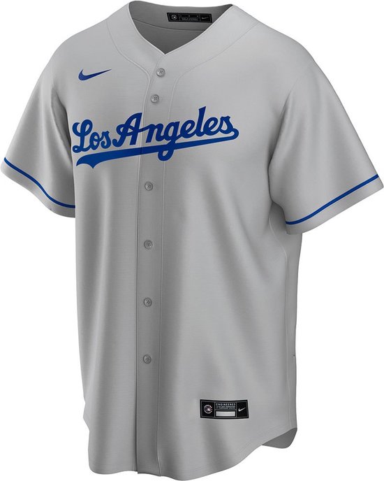 NIKE MLB LA Dodgers Official Replica Road V-shirt à col en V à manches courtes pour homme Grijs - Taille XL
