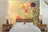 Behang - Fotobehang Boeket van kleurrijke boterbloemen - Breedte 280 cm x hoogte 280 cm